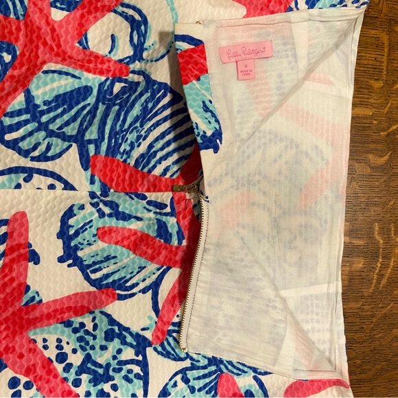 LILLY PULITZER TATE MINI SHE SELLS SEASHELLS STARFISH RED PRINT PREPPY SKIRT - Picture 12 of 16